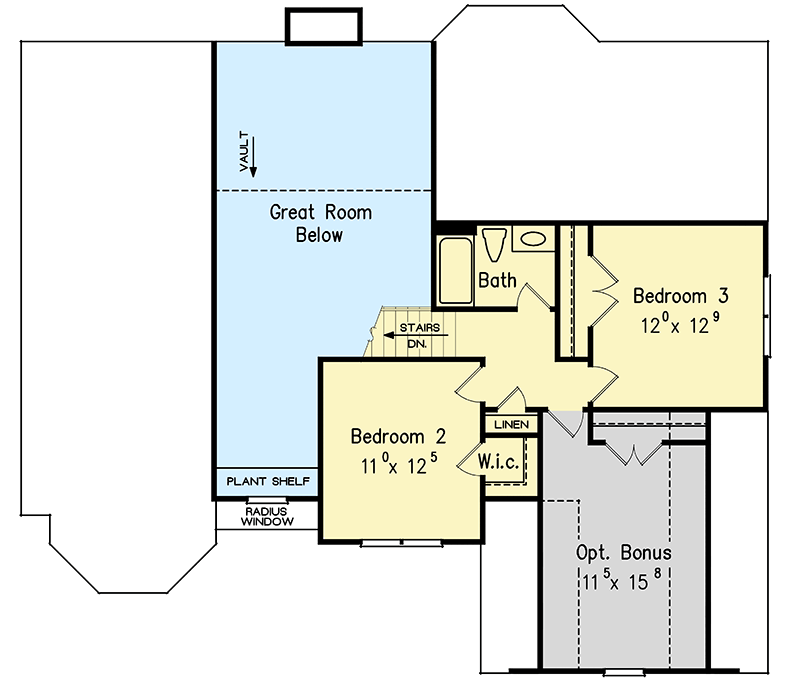 Plan 710013BTZ: 4-Bed Master-On-Main House Plan with Gazebo-Style Bay - Floor Plan - 2nd Floor - Traditional