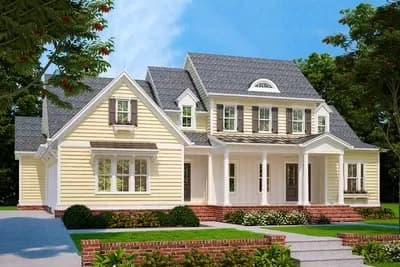 4-Bed Country Home Plan with Porches Front and Back