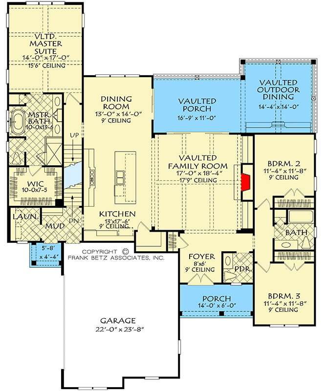 Plan 710015BTZ: Split Bedroom House Plan with Upstairs Expansion - 2073 Sq Ft - Floor Plan - Main Level - Country, Craftsman, New American