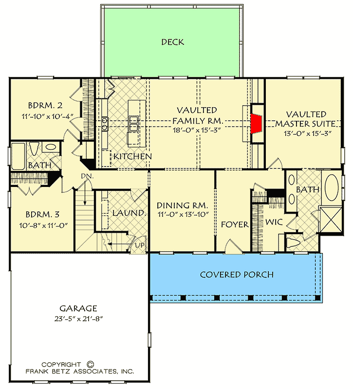 Plan 710016BTZ: Country Home Plan with Open Layout and Bonus Over Garage - Floor Plan - Main Level - Country, Traditional