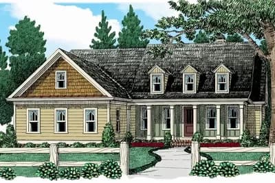Country Home Plan with Open Layout and Bonus Over Garage