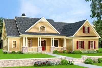 4-Bed House Plan with Forward-Facing Gables
