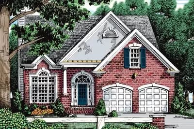 Traditional House Plan with a Brick and Stucco Exterior