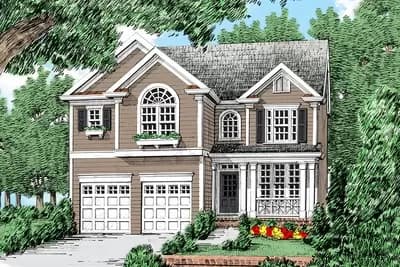 Narrow 4-Bed House Plan with Upstairs Laundry