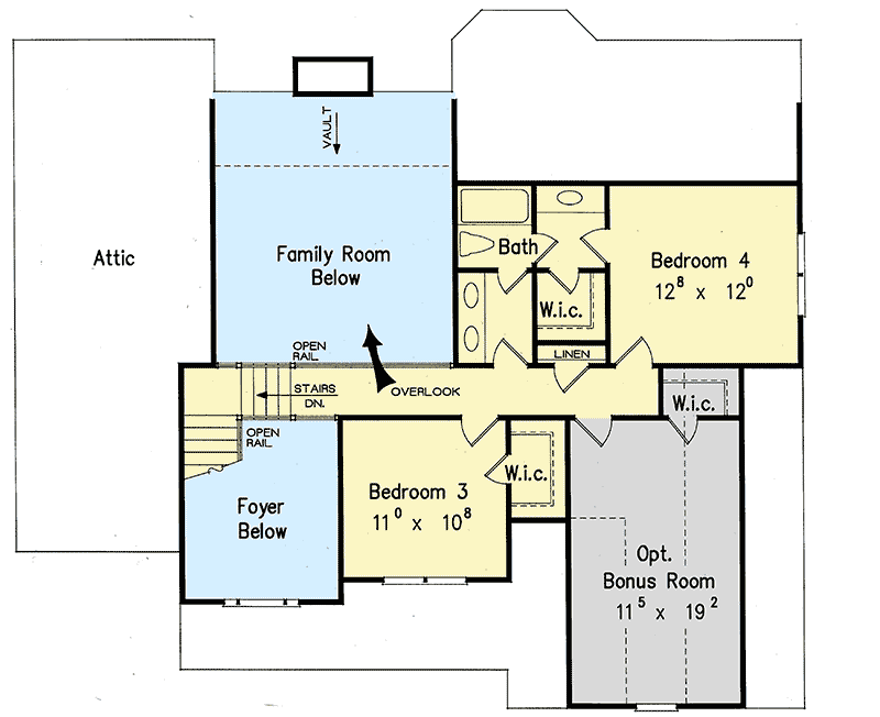 Plan 710021BTZ: 4-Bed House Plan with Brick and Classic Siding - Floor Plan - 2nd Floor - Country, Traditional