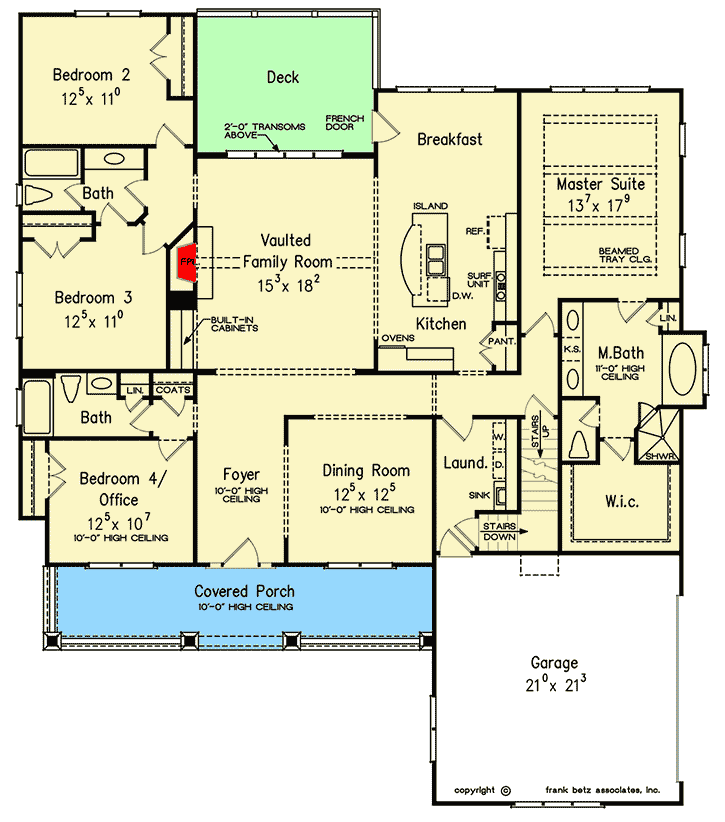 Plan 710024BTZ: Modest-Sized Country Home Plan Offering One-Story Living - Floor Plan - Main Level - Cottage, Country, Craftsman