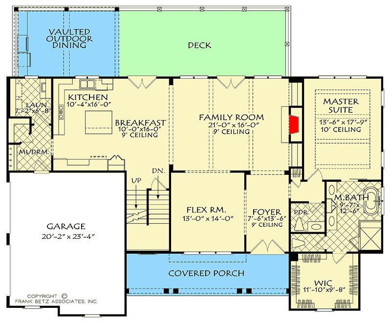 Plan 710026BTZ: 4-Bed New American Home Plan with Main Floor Master - 2743 Sq Ft - Floor Plan - Main Level - Country, Craftsman, New American