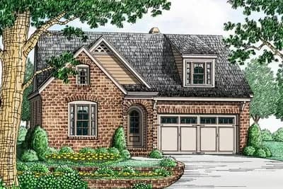 Cottage House Plan with a Loft Over the Garage- 1977 Sq Ft