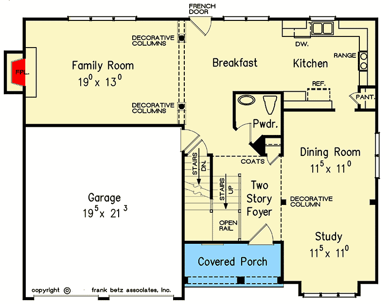 Plan 710036BTZ: 3-Bed House Plan with Cedar Shake and Brick Exterior - Floor Plan - Main Level - Traditional