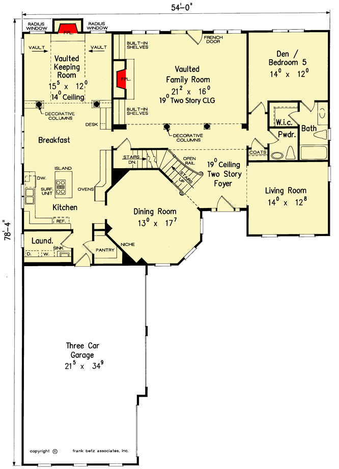 Plan 710041BTZ: Luxury Home Plan with Stone Turret and 3-Car Courtyard-Style Garage - Floor Plan - Main Level - European, Traditional