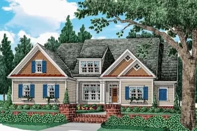 Country Home Plan with Flexible Bedrooms