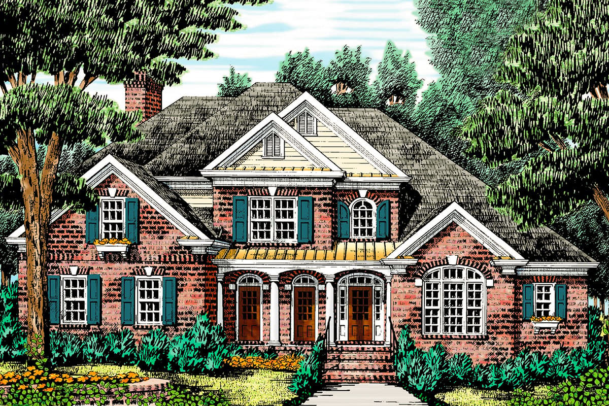 Plan 710045BTZ: Stately 4-Bed House Plan with Angled Kitchen and Side-Entry Garage - Image #9 - Southern, Traditional