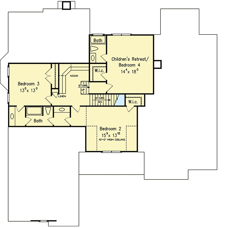 Plan 710046BTZ: Two-Story House Plan with Vaulted Keeping Room - Floor Plan - 2nd Floor - Southern, Traditional