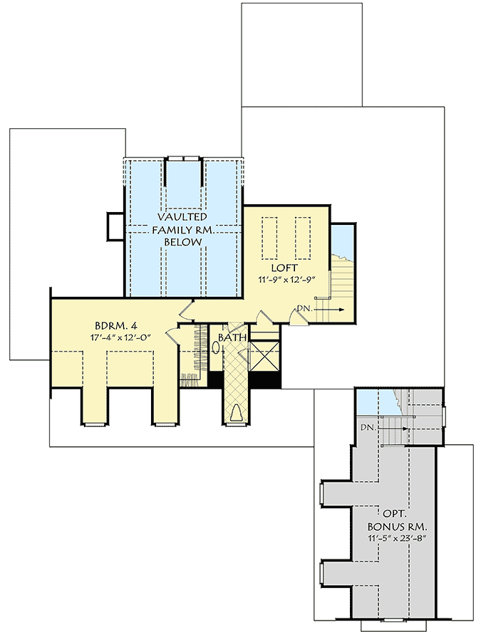 Plan 710048BTZ: 2-Story Country House Plan with Optional Bonus Room Above Garage - Floor Plan - 2nd Floor - Country, Farmhouse, Traditional