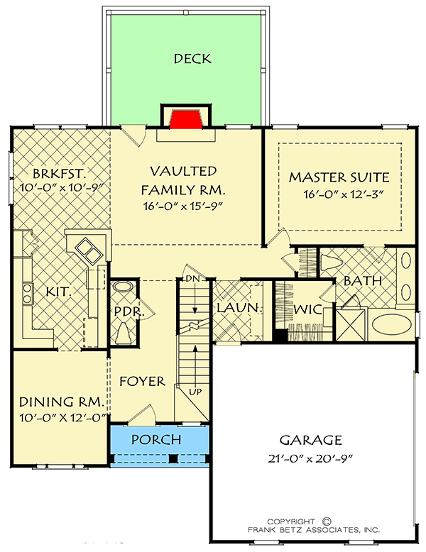 Plan 710055BTZ: 3-Bed Open Concept Traditional House Plan - Floor Plan - Main Level - Southern, Traditional