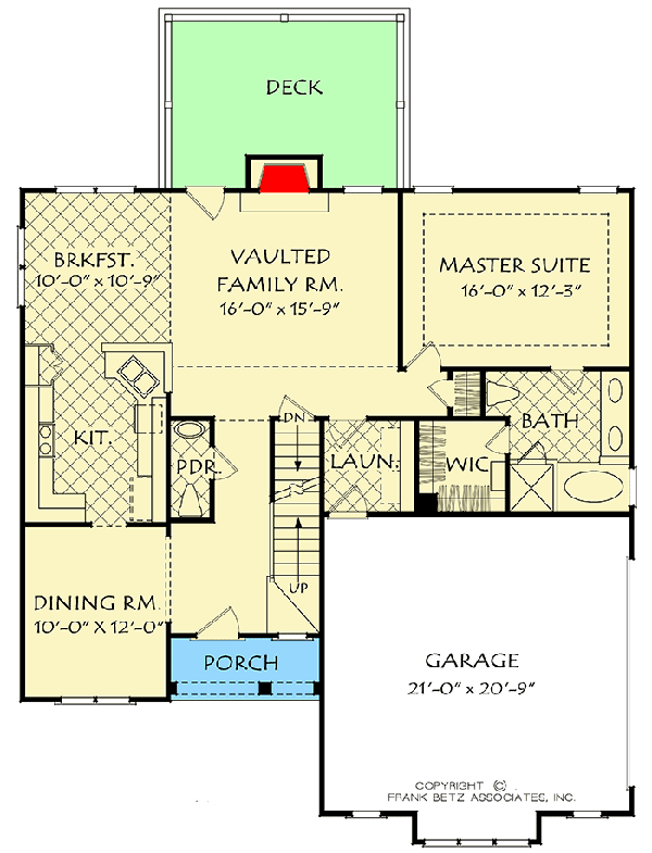 Plan 710056BTZ: 3-Bed House Plan with Dutch Hip Roof - Floor Plan - Main Level - Cottage, Traditional