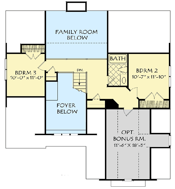 Plan 710056BTZ: 3-Bed House Plan with Dutch Hip Roof - Floor Plan - 2nd Floor - Cottage, Traditional