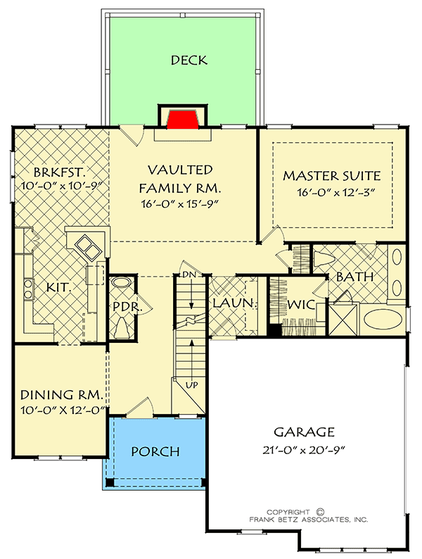 Plan 710057BTZ: 3-Bed Home Plan with Southern Traditional Elevation - Floor Plan - Main Level - Southern, Traditional
