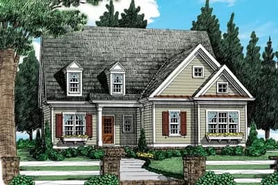 3-Bed Home Plan with Southern Traditional Elevation