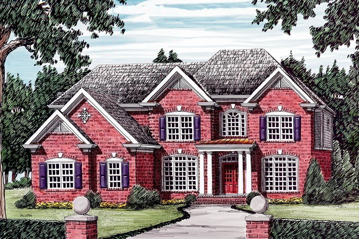Plan 710063BTZ: 5-Bedroom House Plan with 2-Story Family Room - Image #4 - Southern, Traditional