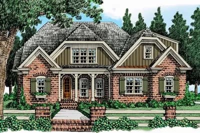 Classic 3-Bed House Plan with Brick, Board and Batten and Siding Exterior