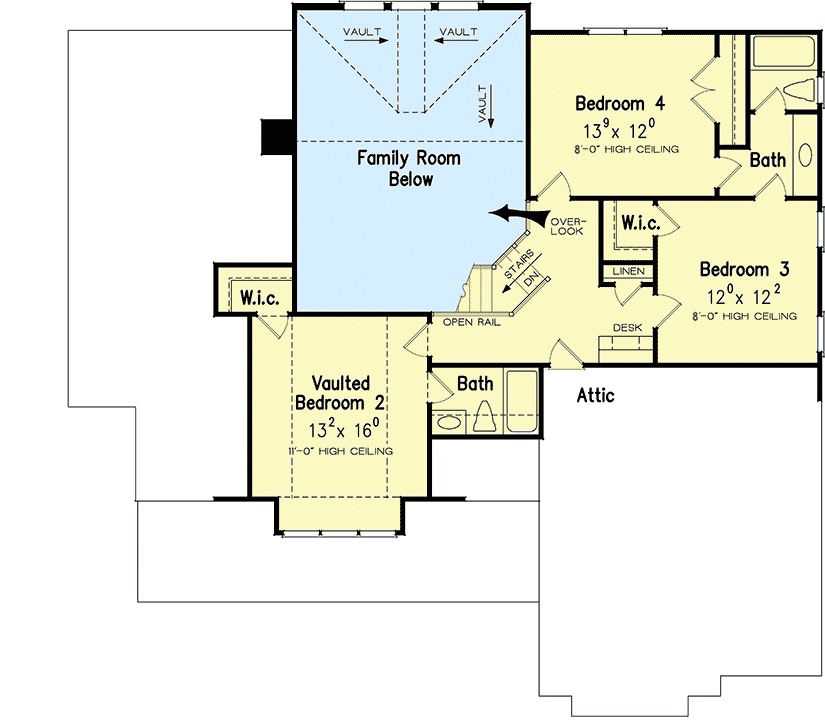 Plan 710069BTZ: Informally Elegant 4-Bed Craftsman House Plan - 2619 Sq Ft - Floor Plan - 2nd Floor - Cottage, Country, Craftsman, Modern Farmhouse, Traditional