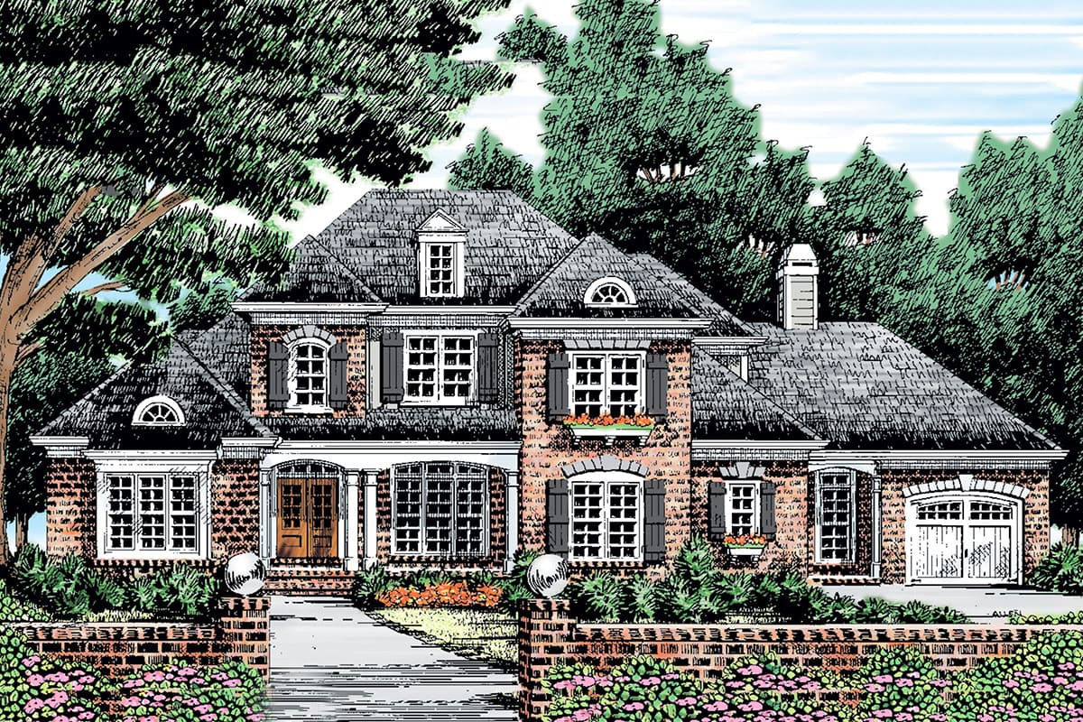 Plan 710070BTZ: 5-Bed Brick Home Plan with Vaulted Keeping and Family Rooms - Image #12 - Southern, Traditional