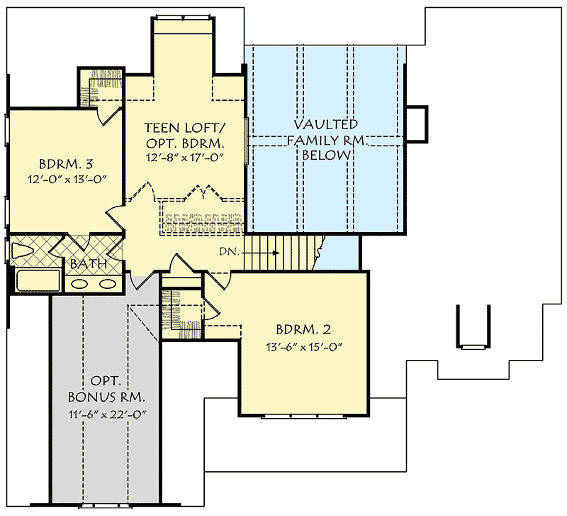 Plan 710078BTZ: 2-Story Craftsman Cottage with Side-Entry Garage - Floor Plan - 2nd Floor - Cottage, Country