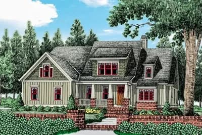 2-Story Craftsman Cottage with Side-Entry Garage