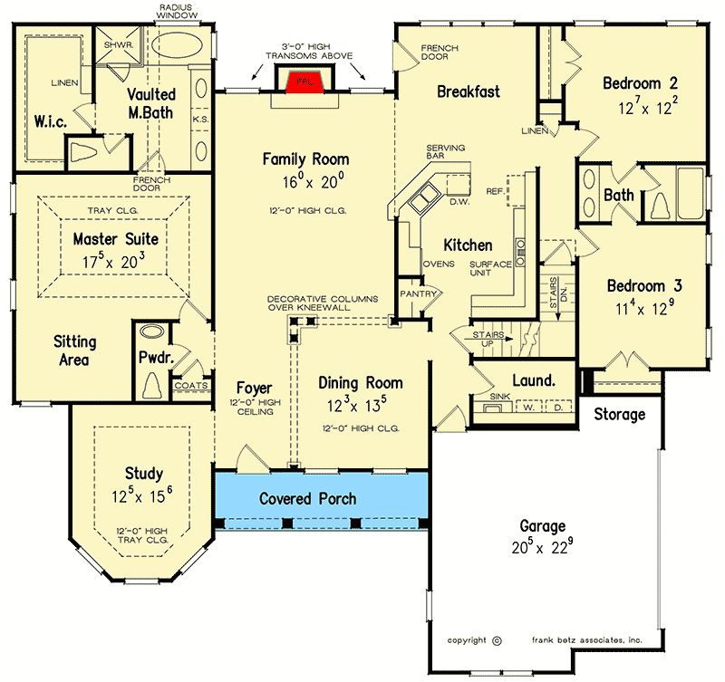 Plan 710082BTZ: Three Bed Home Plan with an Optional Fourth Bedroom Upstairs - Floor Plan - Main Level - Southern, Traditional
