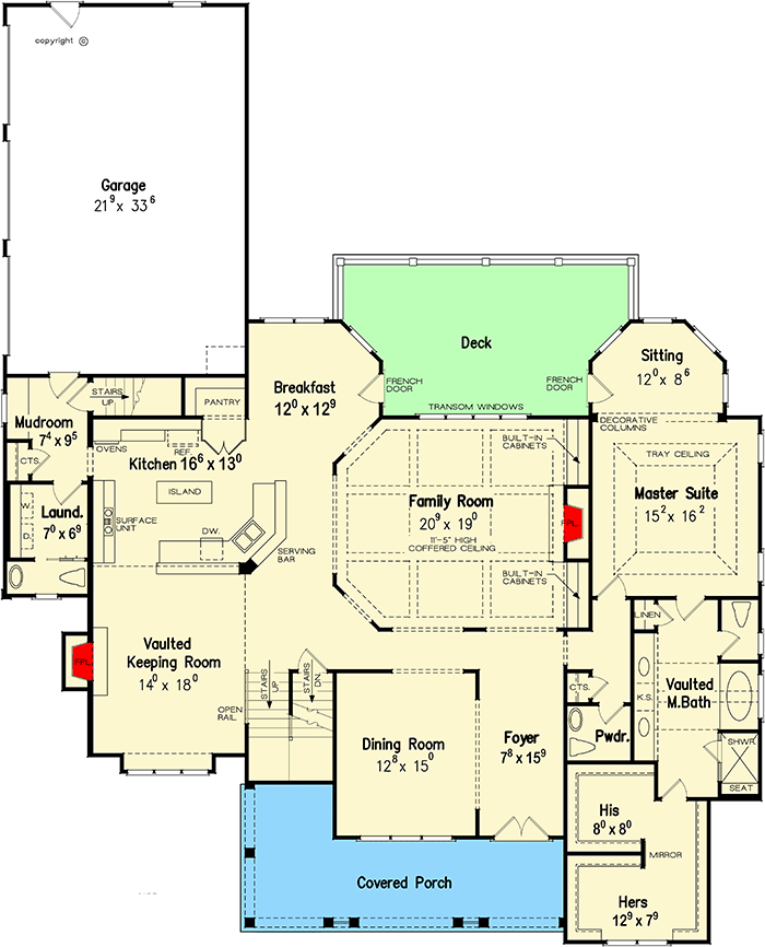Plan 710083BTZ: Craftsman Home Plan Offering Spacious Luxury Living - Floor Plan - Main Level - Country, Craftsman, New American