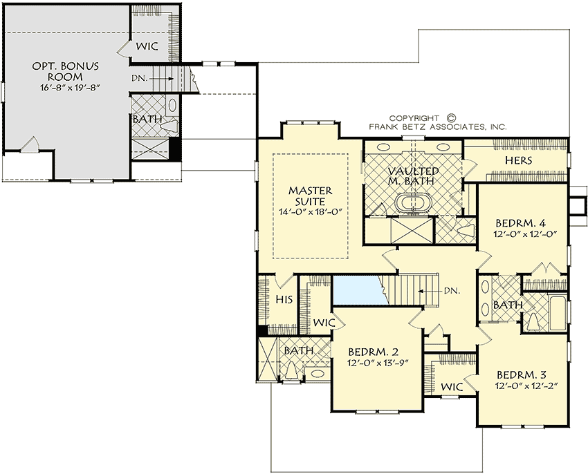 Plan 710091BTZ: 5-Bed Country Farmhouse with Garage Attached In Back - Floor Plan - 2nd Floor - Country, Farmhouse, New American, Traditional