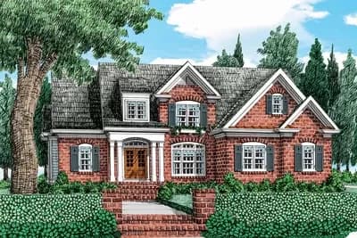 4-Bed House Plan with a Stately Brick Exterior