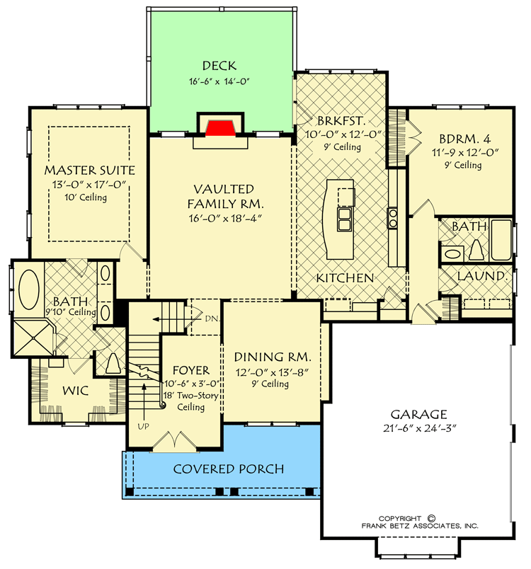 Plan 710094BTZ: 4-Bed House Plan with Tudor Inspiration - Floor Plan - Main Level - European, Traditional, Tudor