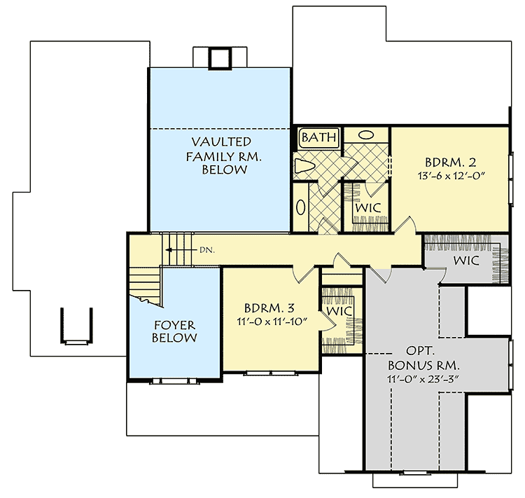 Plan 710094BTZ: 4-Bed House Plan with Tudor Inspiration - Floor Plan - 2nd Floor - European, Traditional, Tudor