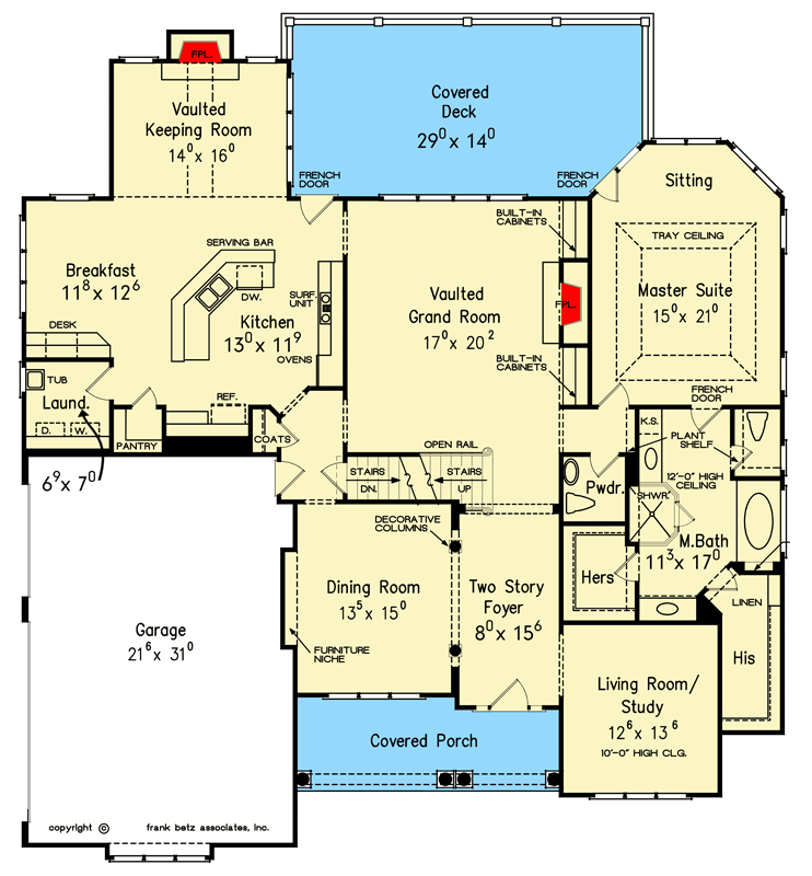 Plan 710099BTZ: 4-Bed House Plan with Easy-To-Maintain Brick Exterior - Floor Plan - Main Level - Southern, Traditional