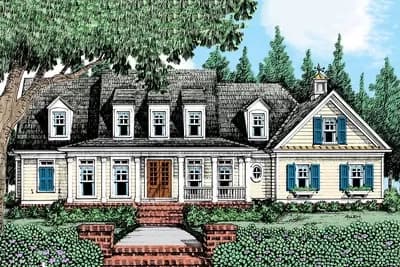 Low Country House Plan with Shed and Gable Dormers