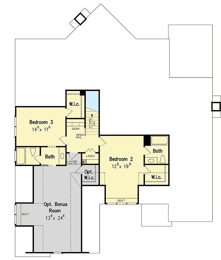 Plan 710109BTZ: 4-Bed Timeless Classic with Bonus Over The Garage - Floor Plan - 2nd Floor - Craftsman, Southern, Traditional