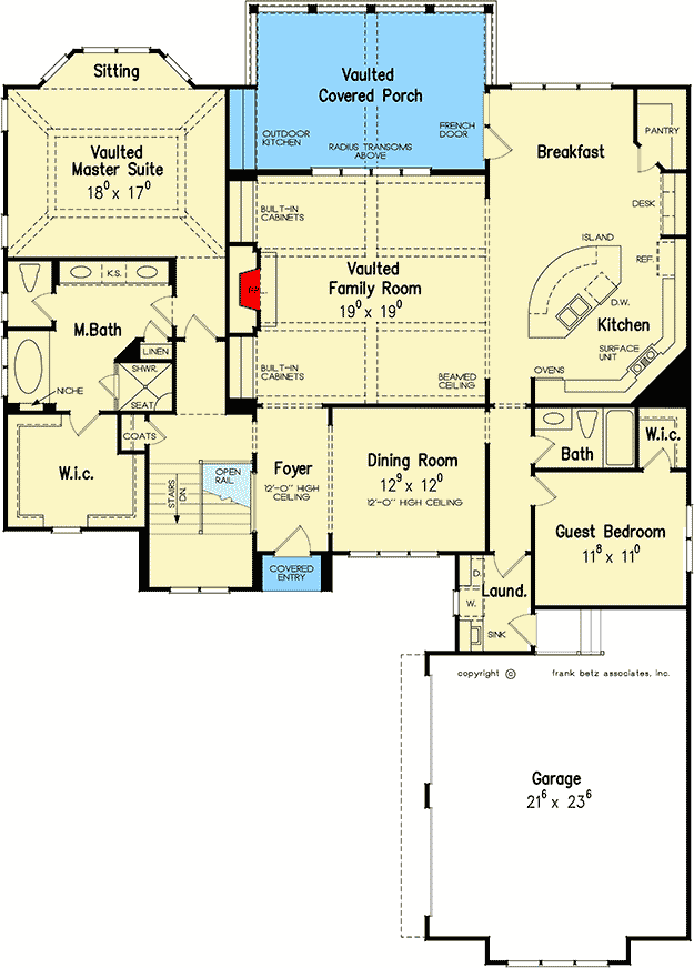 Plan 710114BTZ: Traditional House Plan with Media Room and More Below - Floor Plan - Main Level - Country, Southern, Traditional