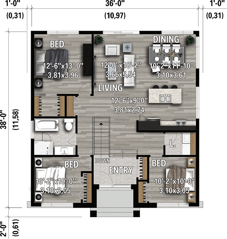 Plan 80944PM: 3-Bed Northwest Ranch House Plan  - Floor Plan - Main Level - Modern, Northwest, Ranch