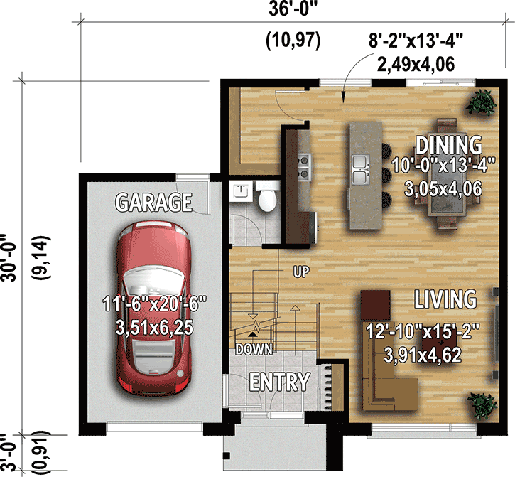 Plan 80946PM: Modern Multi-Story House Plan with Bonus Room - Floor Plan - Main Level - Modern, Northwest