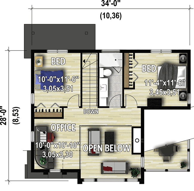 Plan 80954PM: Modern 3-Bed House Plan with Office Loft and Grand Views - Floor Plan - 2nd Floor - Modern, Northwest, Vacation