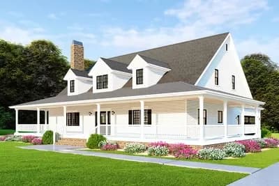 3-Bed Country Farmhouse Plan with Wraparound Porch - 2711 Sq Ft