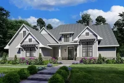 One-Story New American House Plan with Expansion Over Garage - 2191 Sq Ft