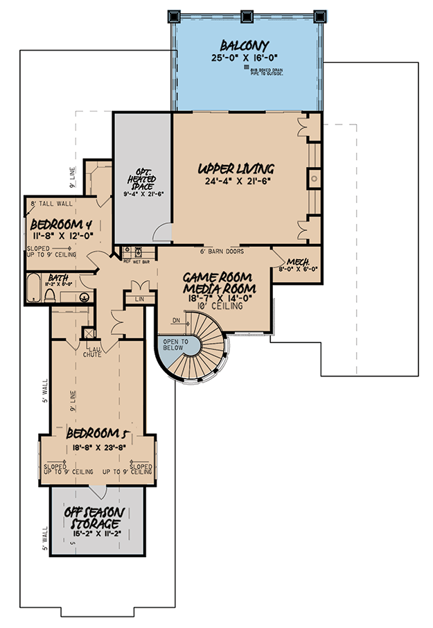 Plan 70612MK: 5-Bed Euro-Style House Plan with 3-Car Garage - 4719 Sq Ft - Floor Plan - 2nd Floor - European, French Country, Traditional