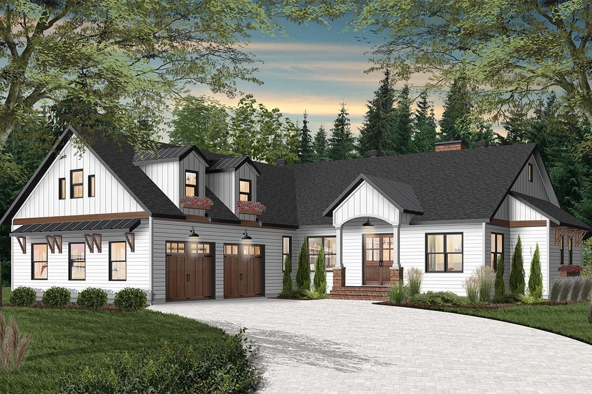 Plan 22538DR: New American House Plan with Courtyard Garage with Game Room Above - Image #6 - Country, Craftsman, New American