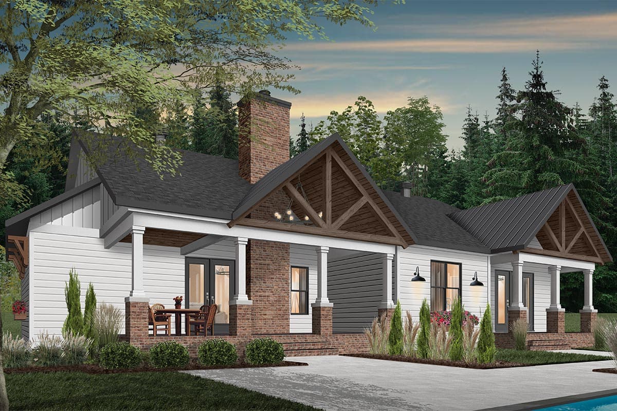 Plan 22538DR: New American House Plan with Courtyard Garage with Game Room Above - Image #7 - Country, Craftsman, New American