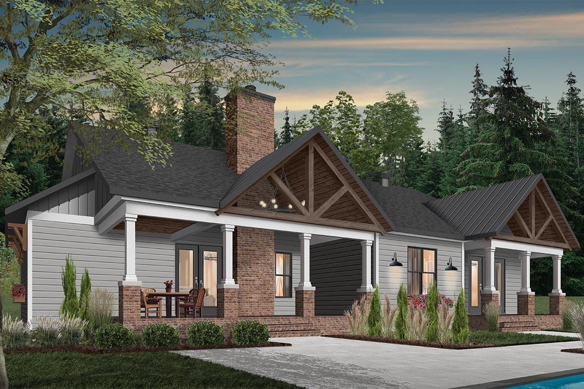 Plan 22538DR: New American House Plan with Courtyard Garage with Game Room Above - Image #8 - Country, Craftsman, New American