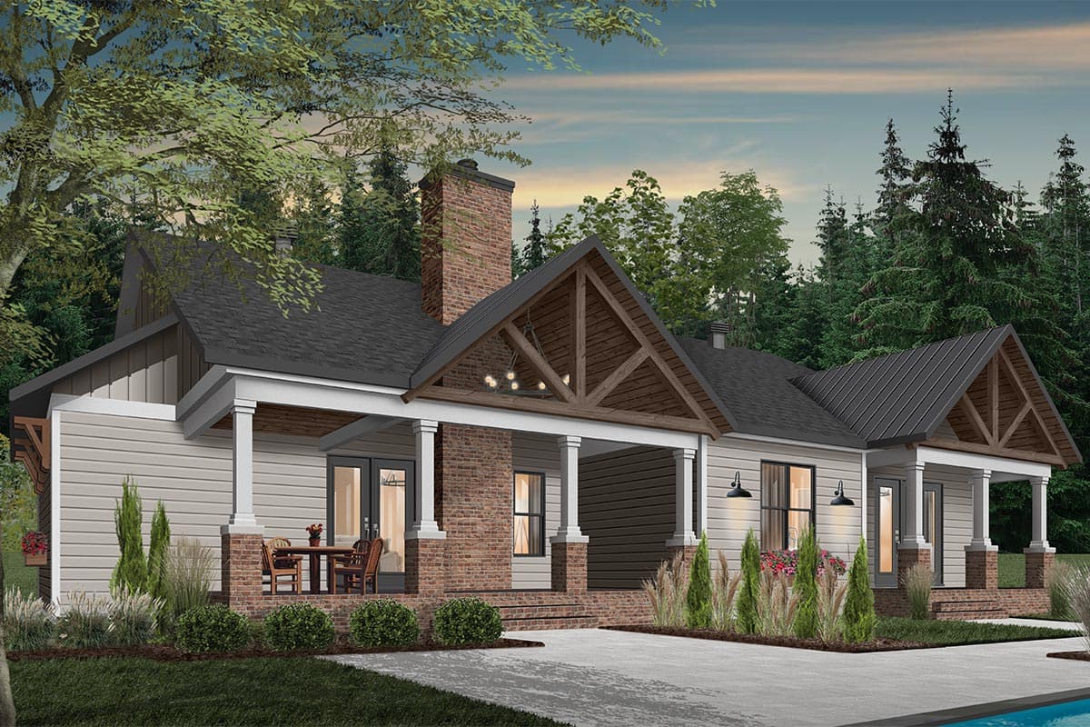 Plan 22538DR: New American House Plan with Courtyard Garage with Game Room Above - Image #10 - Country, Craftsman, New American