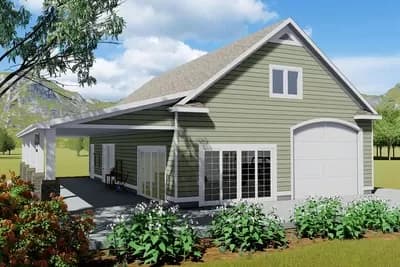 Country Carriage House Plan with Porch and Bed or Bonus Room